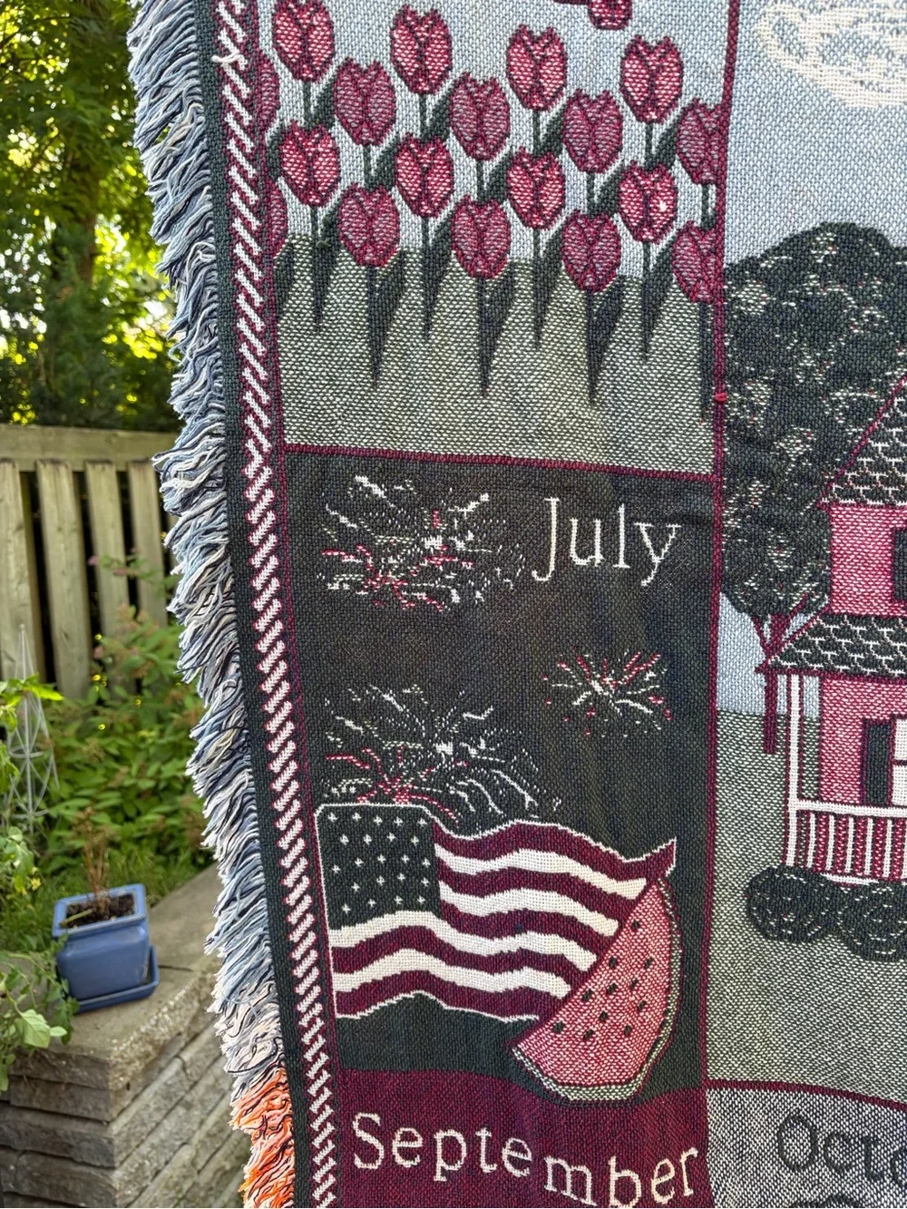 Source Unknown Pink & Gray 'Bless Our Home' Seasonal Throw Blanket with